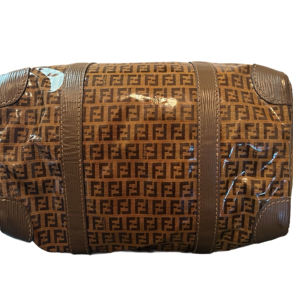 Fendi Brown Logo Glassy Satchel - Picture 7 of 14